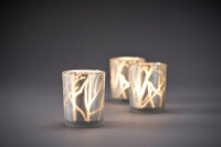 Kerzenhalter für LED Sets Shimmer 100 x 80 mm, weiß, Glas (VPE 6 St.)