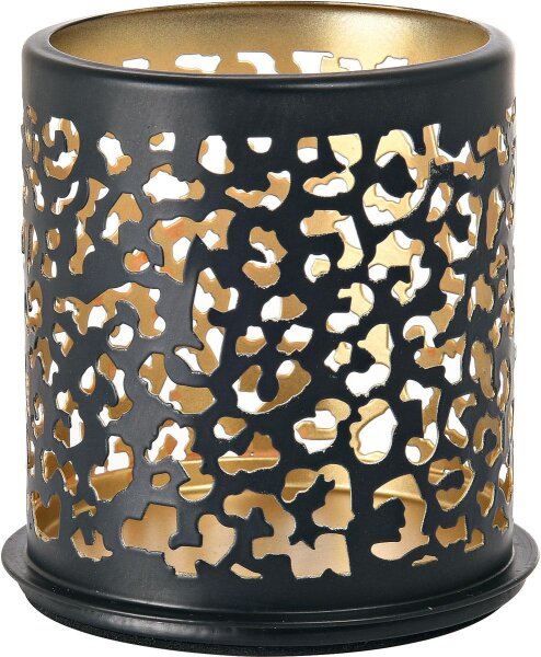 Kerzenhalter für LED Sets Safari Leopard 75 x 75 mm, schwarz, Metall (VPE 8 St.)