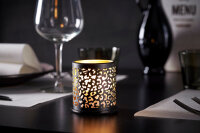 Kerzenhalter für LED Sets Safari Leopard 75 x 75 mm, schwarz, Metall (VPE 8 St.)