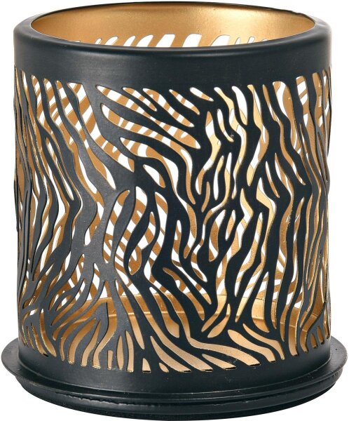 Kerzenhalter für LED Sets Safari Zebra 75 x 75 mm, schwarz, Metall (VPE 8 St.)
