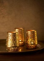 Kerzenhalter für LED Sets Anoush 100 x 75 mm, gold, Metall (VPE 4 St.)