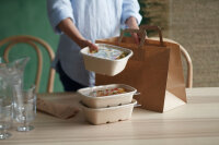 Bagasse Bowl CUBE SQUARE 900 ml 181x181x54 mm (Farbe: Braun / Material: Uncoated Bagasse) (VPE 160 St.)