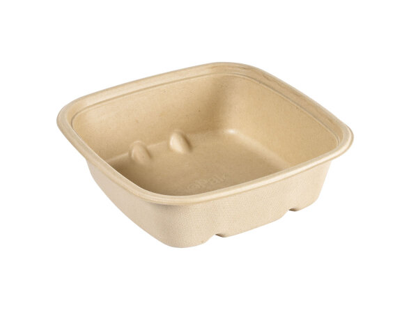 Cube Bowl  900 ml square - uncoated 181x181x54 mm (Farbe: Braun / Material: Bagasse) (VPE 160 St.)