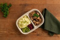 Cube Bowl 2-geteilt 400/500 ml - coated 249x172x45 mm (Farbe: Braun / Material: Bagasse PBAT/PLA-coated) (VPE 160 St.)