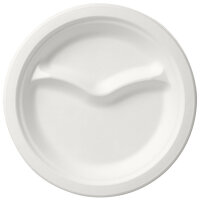 Teller 2-geteilt ø 22 cm Weiss, Bagasse...