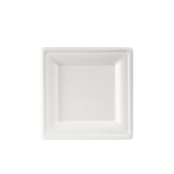 Teller, quadratisch 20x20 cm Weiss - uncoated 200x200 mm (Farbe: Weiß / Material: Bagasse) (VPE 500 St.)