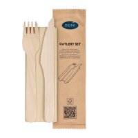 3/1 Besteck Set, Holz, Gabel & Messer, Braune...