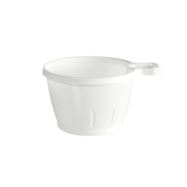 Becher mit Henkel  mm (Farbe: Weiß / Material: PS) (VPE 800 St.)