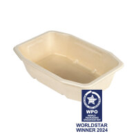 HMR Fibretray/PE 1-comp, 215x148x50 mm 215x148x50 mm (Farbe: Braun / Material: Coated Bagasse) (VPE 320 St.)