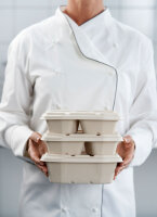 HMR Fibretray/PLA 2-comp 2-geteilt 215x148x50 mm 215x148x50 mm (Farbe: Braun / Material: Coated Bagasse) (VPE 320 St.)