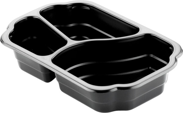 PP-Schale Take-Away 3-geteilt 250x159x48 mm (Farbe: Schwarz / Material: PP/MIN) (VPE 246 St.)