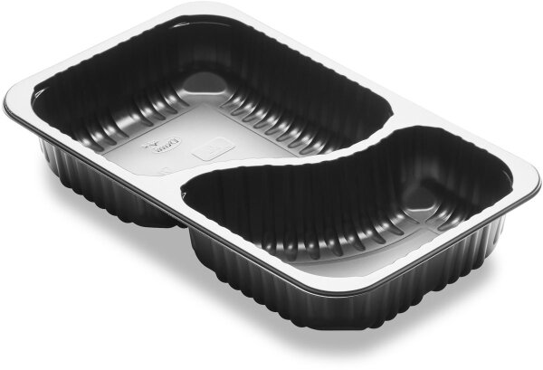Menüschale 2-geteilt 2-comp 260x158x43,7 mm (Farbe: Schwarz / Material: PP/MIN) (VPE 384 St.)
