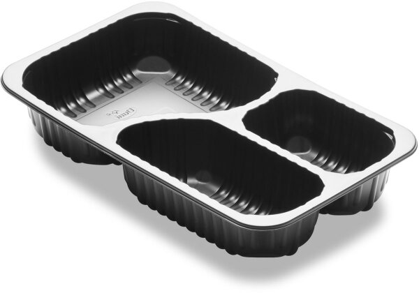 Menüschale 3-geteilt 3-comp 260x158x44,7 mm (Farbe: Schwarz / Material: PP/MIN) (VPE 384 St.)