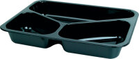 CPET-Schale 3-geteilt 225x175x34 mm (Farbe: Schwarz /...