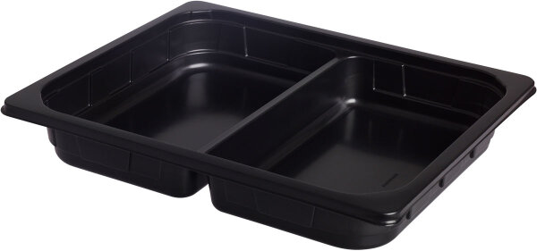 PP Schale 2-geteilt 1/2 GN 325x265x50 mm (Farbe: Schwarz / Material: PP) (VPE 100 St.)
