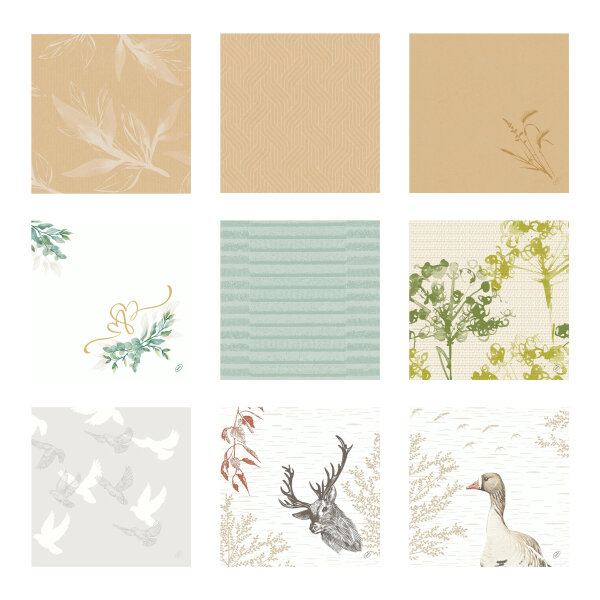 Bio-Dunisoft-Servietten 40 x 40 cm, 1/4-Falz, Motive (VPE 360 St.)
